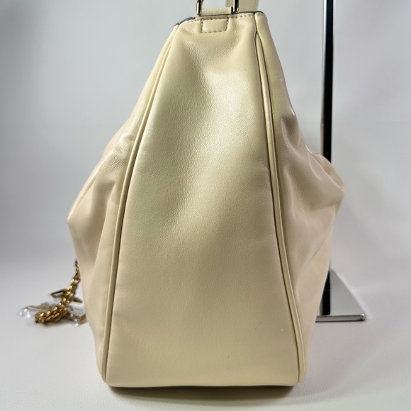 NWT Karl Lagerfeld Cream Desiree Leather Shoulder Crossbody Drawstring Bag - Picture 10 of 16